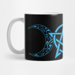 Pentacle and Moon in Blue Mug